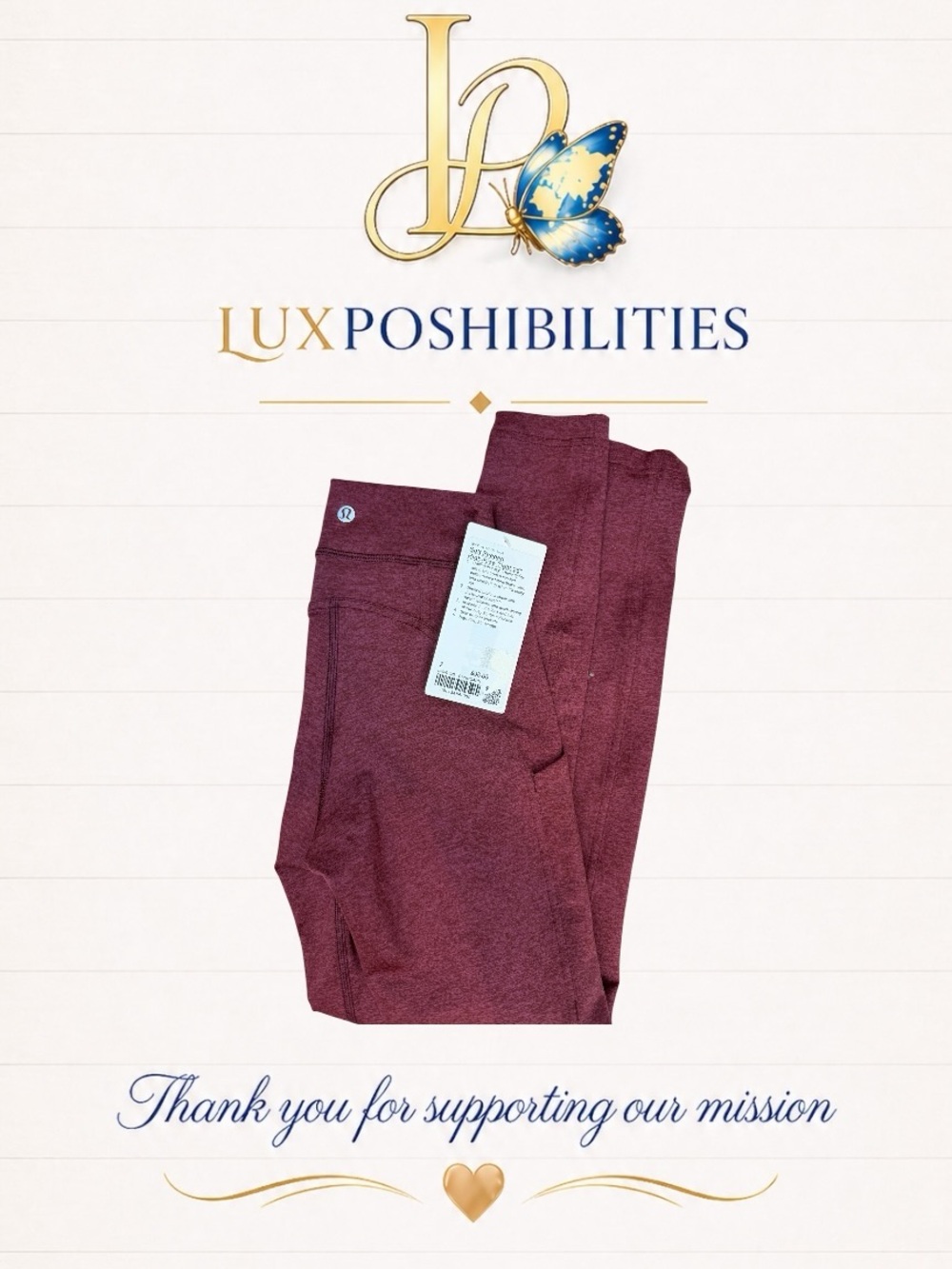 lululemon NWT Maroon Soft-Sueded High-Rise size 2 25”